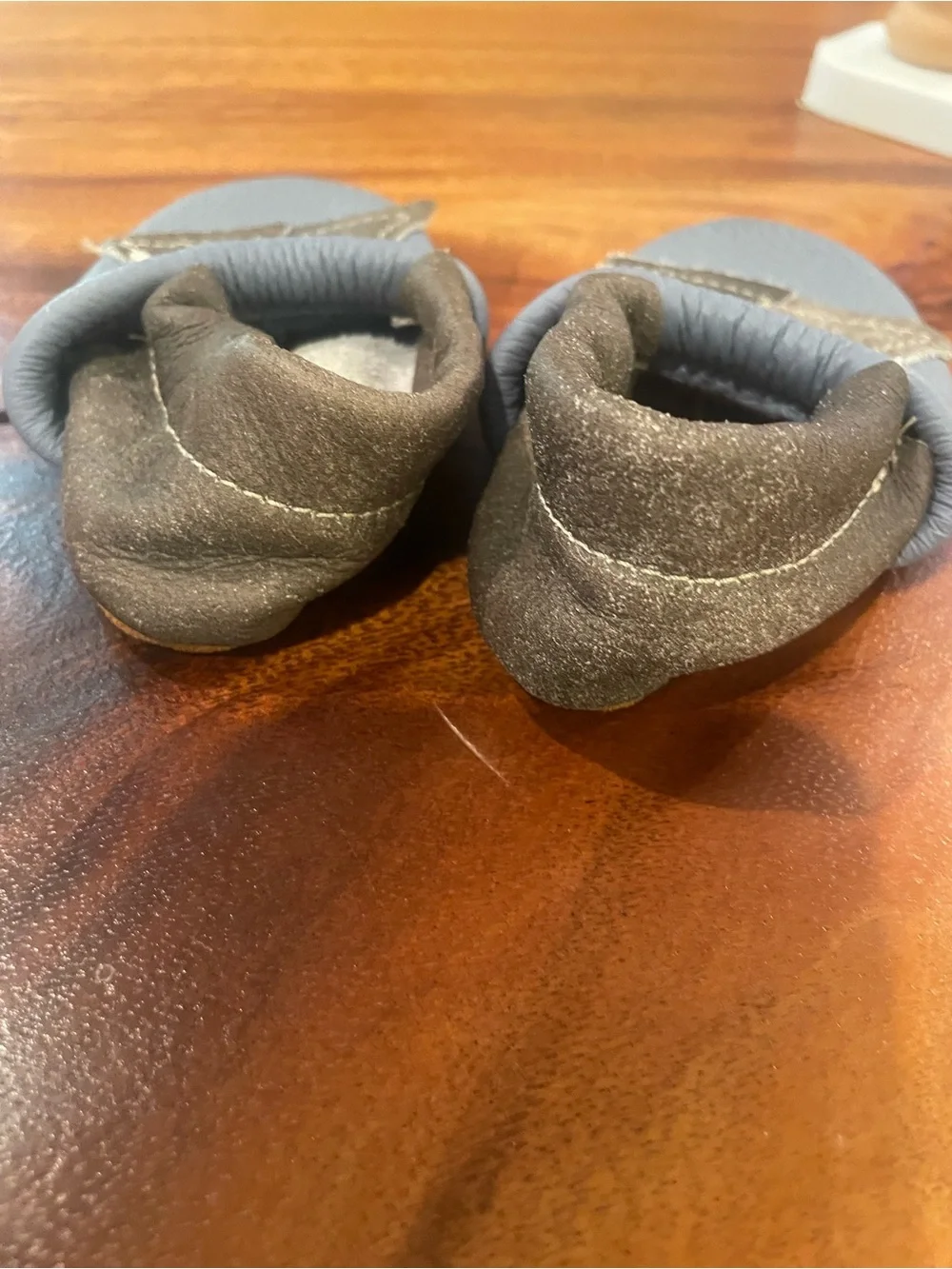Baby Mountain Leather Slip-On Moccasins in Light Blue
